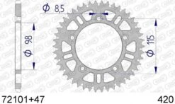 AFAM Tandwiel Achterzijde Aluminium 47T - 420