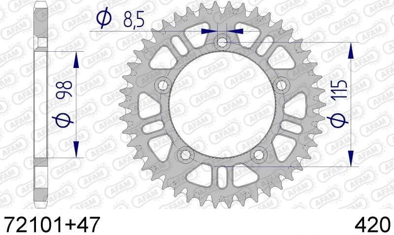 AFAM Tandwiel Achterzijde Aluminium 47T - 420